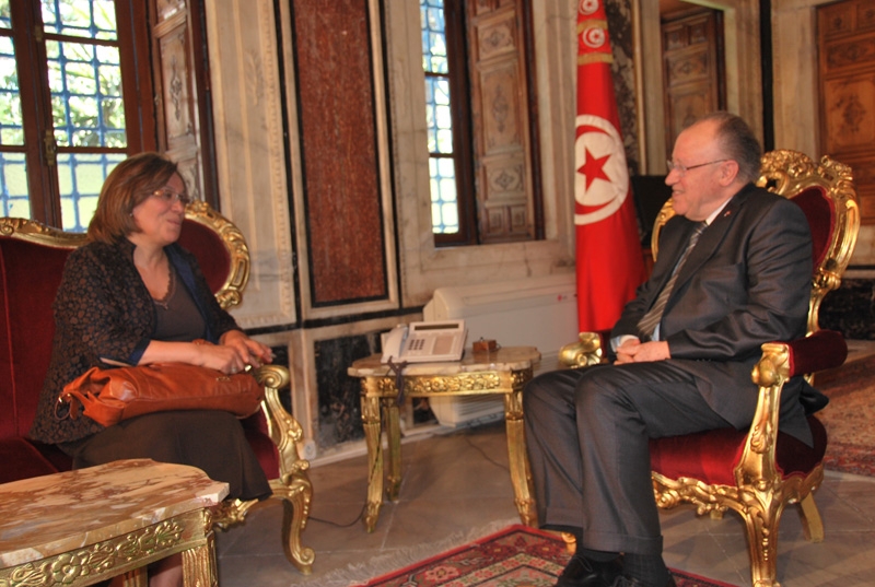 Mustapha Ben Jaafar s’entretient avec Mme Kalthoum Kannou présidente de l’Association des Magistrats Tunisiens